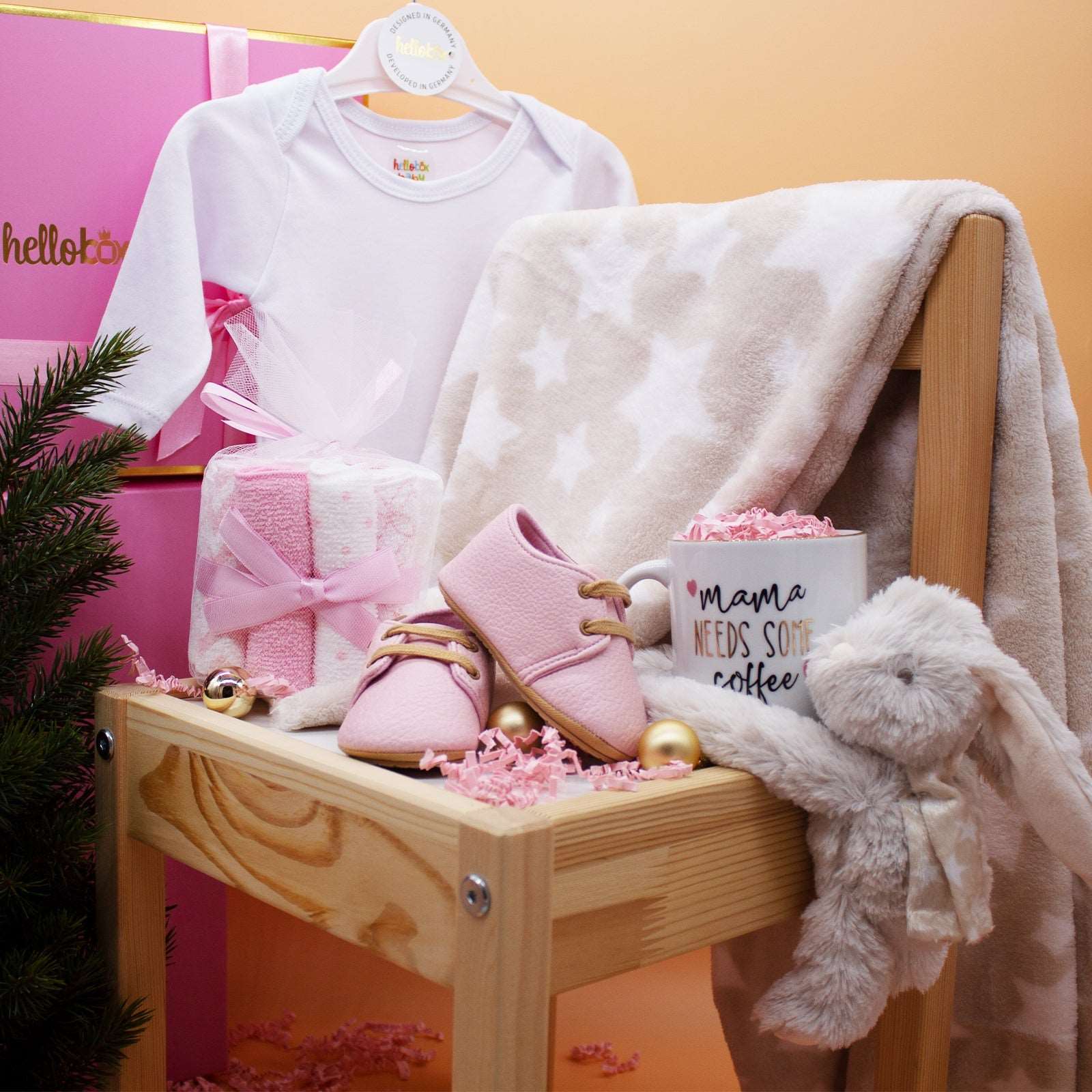 Geschenk für neugeborenes mit Babydecke, Kuscheltier (17 Teile)