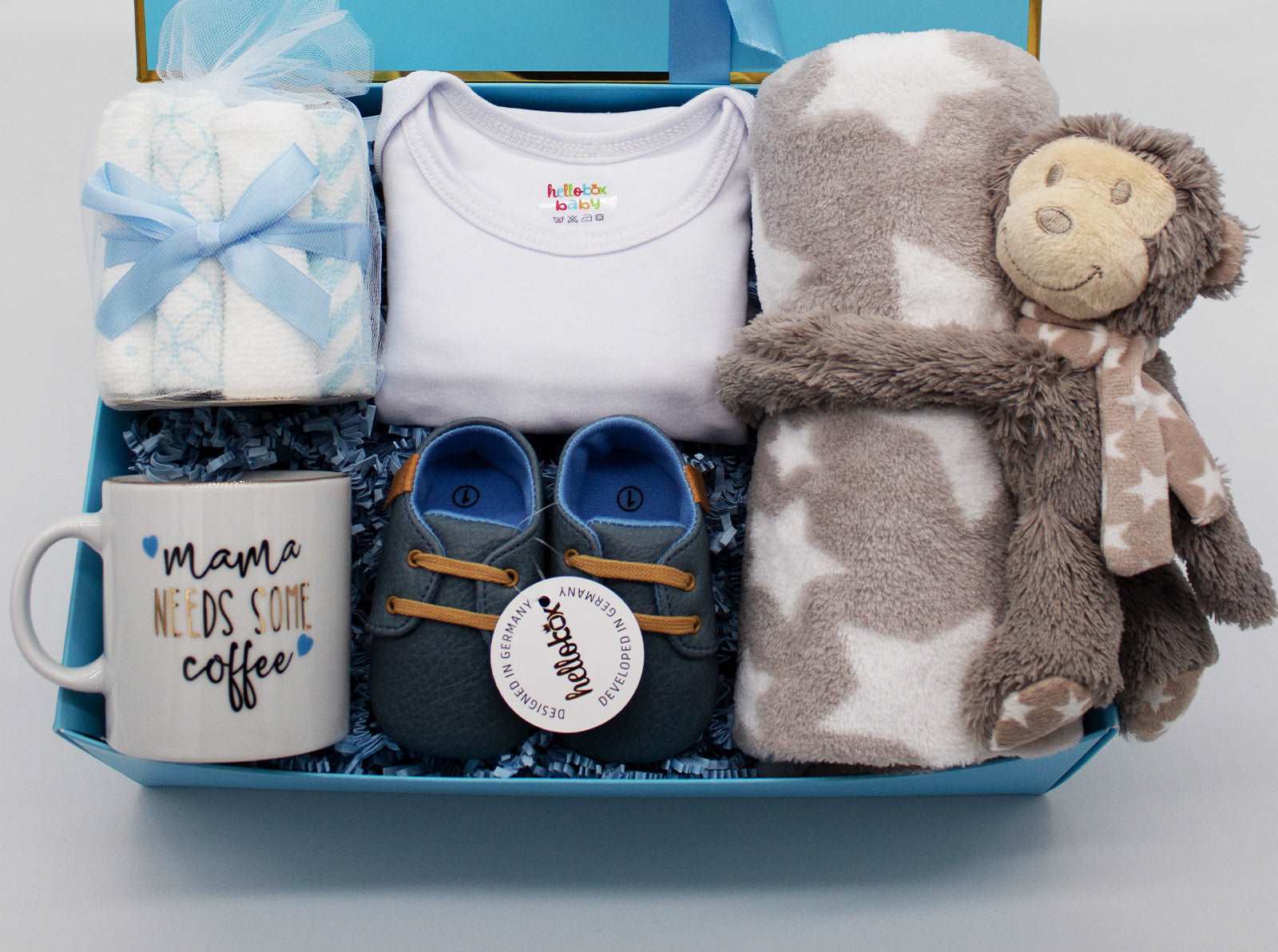 Geschenk für neugeborenes mit Babydecke, Kuscheltier (17 Teile)